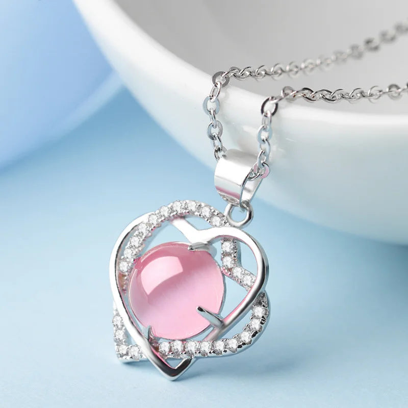Rose Quartz Heart Pendant Necklace