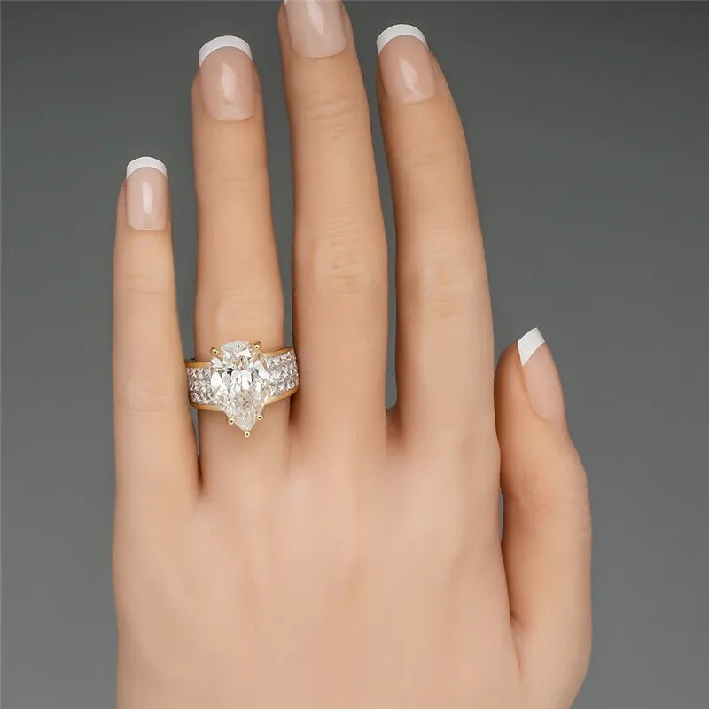 Gold Color Water Drop Rings