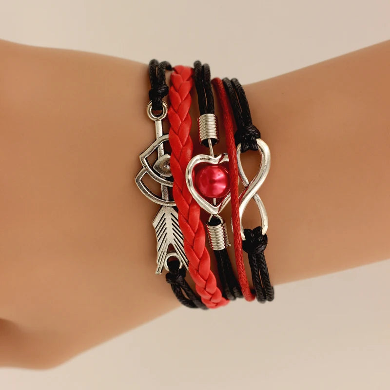 Love Heart Pearl Leather Bracelets