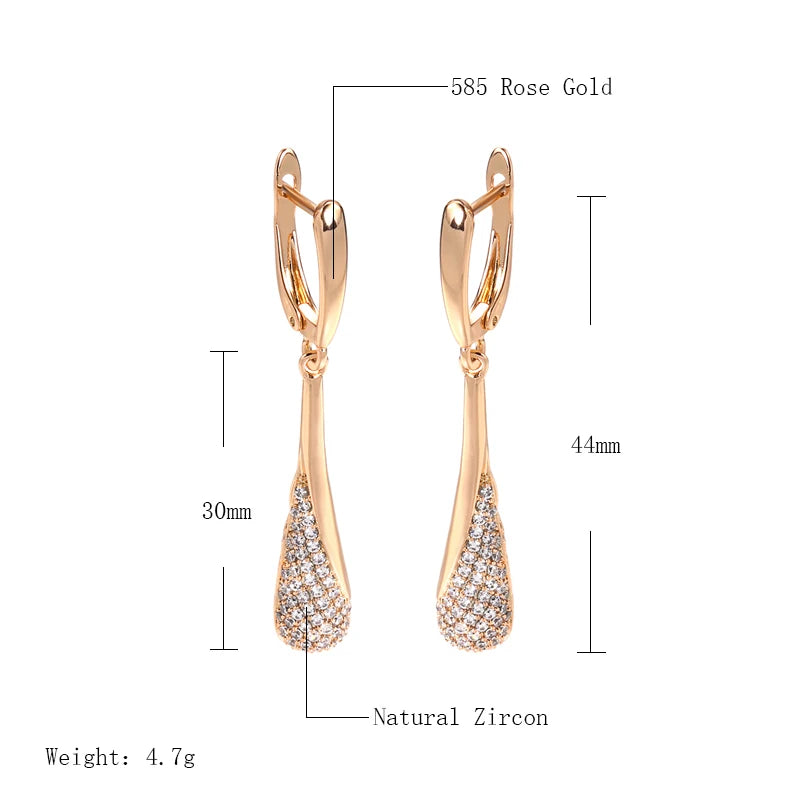 Natural Zircon Long Dangle Earrings