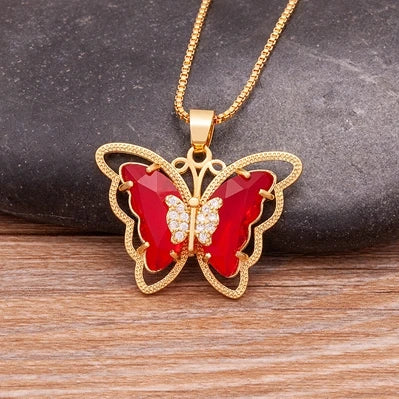 Romantic Butterfly Zircon Pendant Necklace