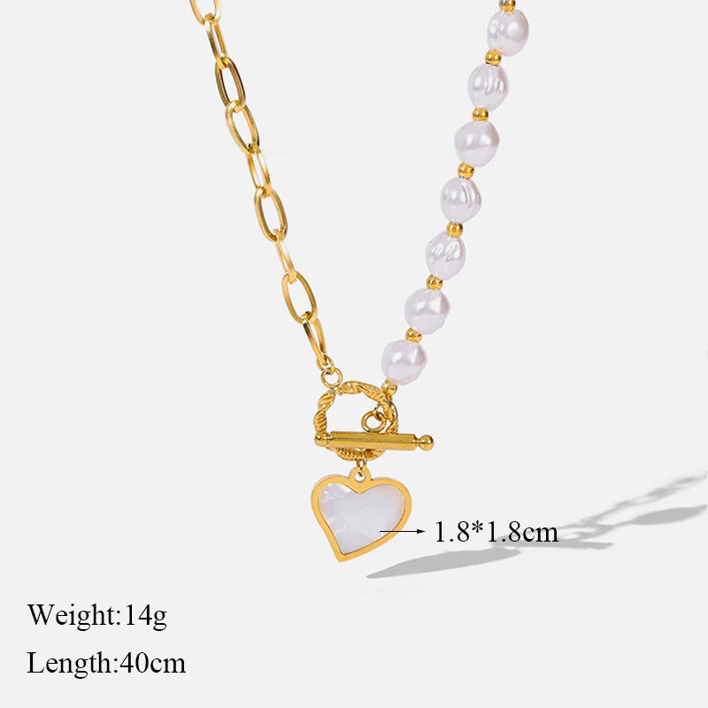 Pearl Heart Pendant Necklace