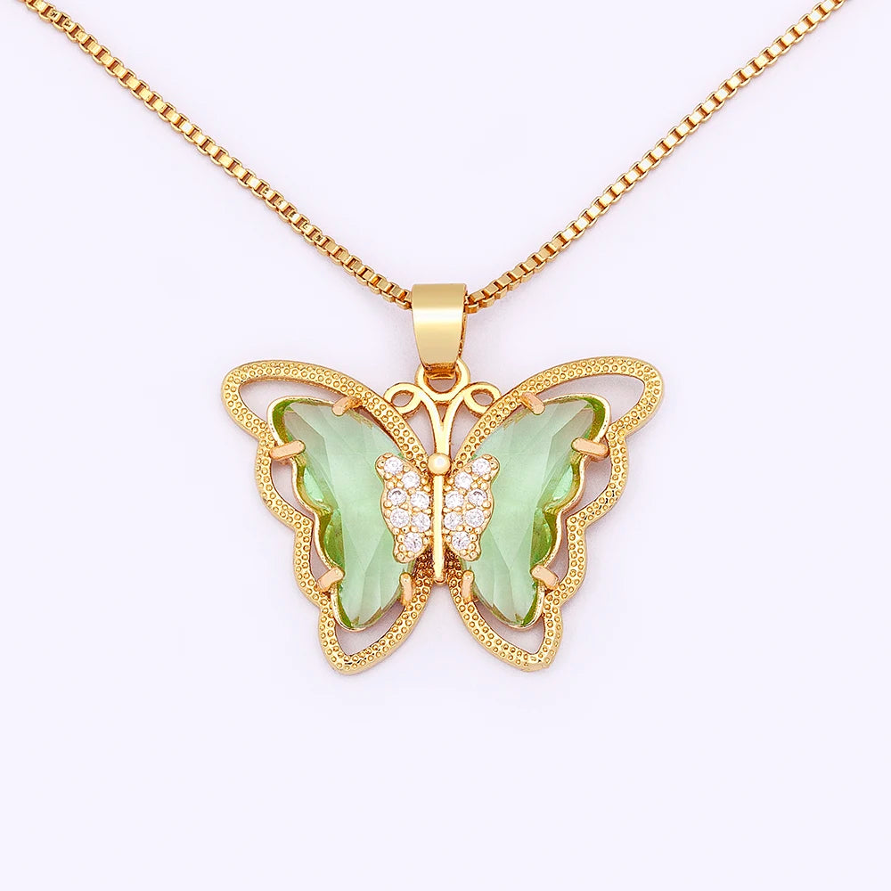 Romantic Butterfly Zircon Pendant Necklace