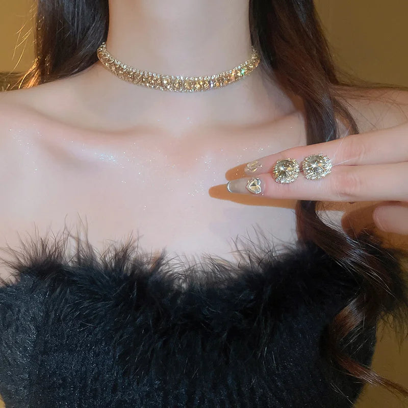 Crystal Necklace Earrings Set