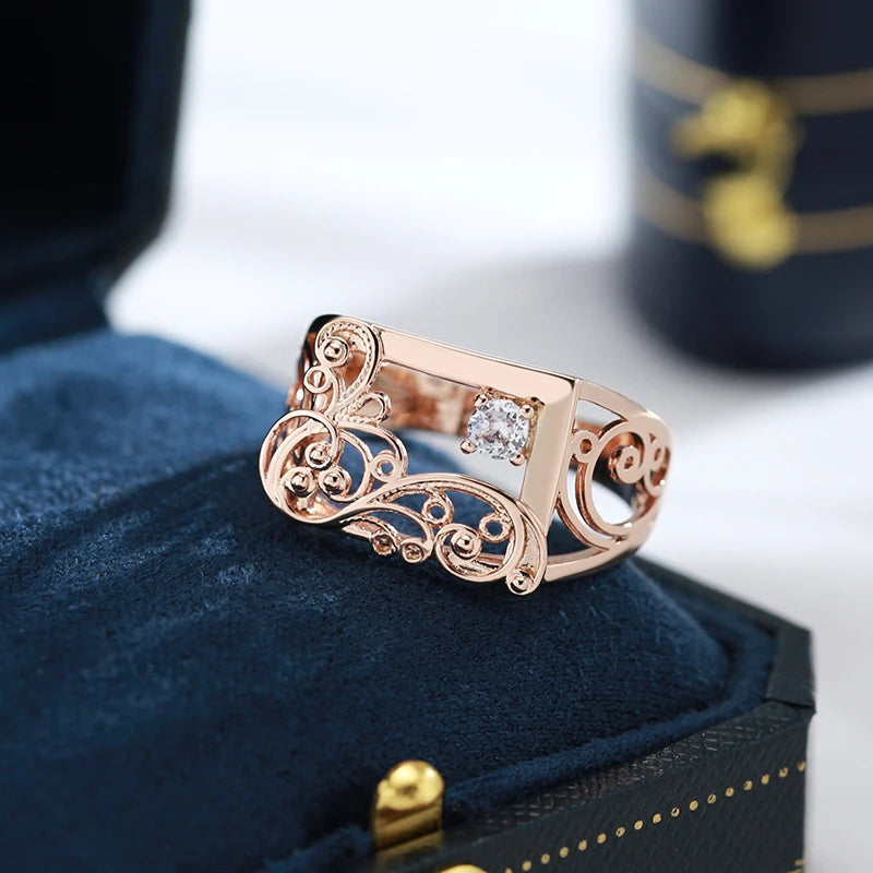 585 Rose Gold Color Square Big Ring