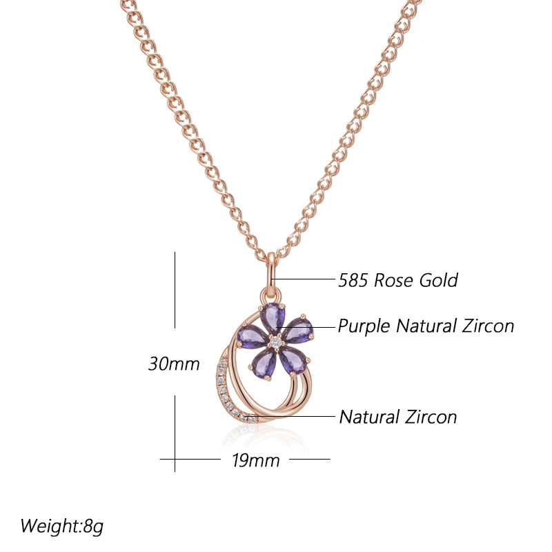 Purple Zircon Flower Necklace
