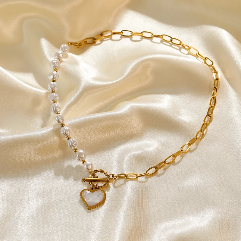 Pearl Heart Pendant Necklace
