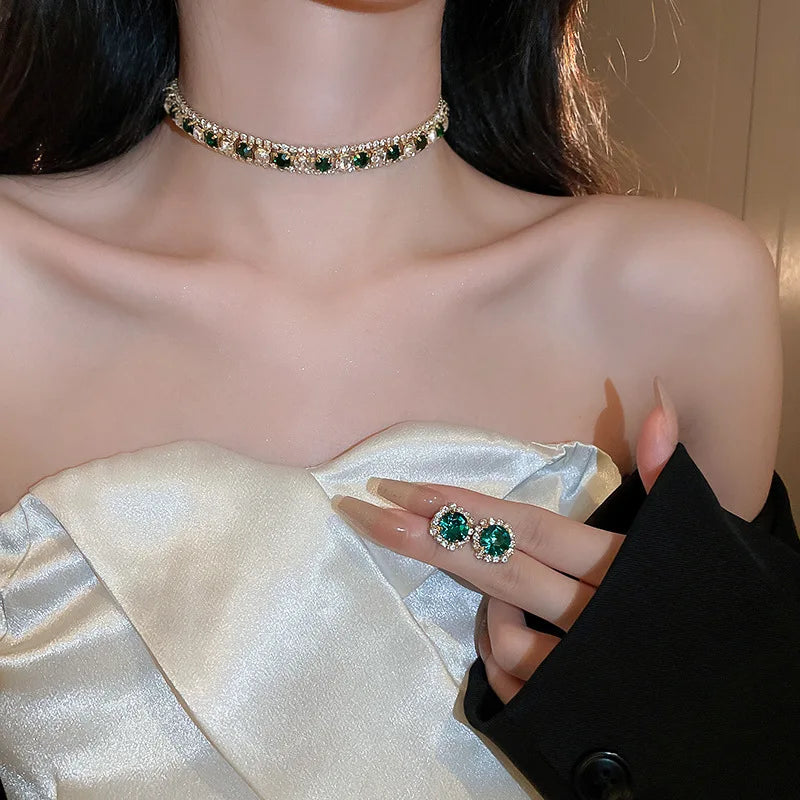 Crystal Necklace Earrings Set