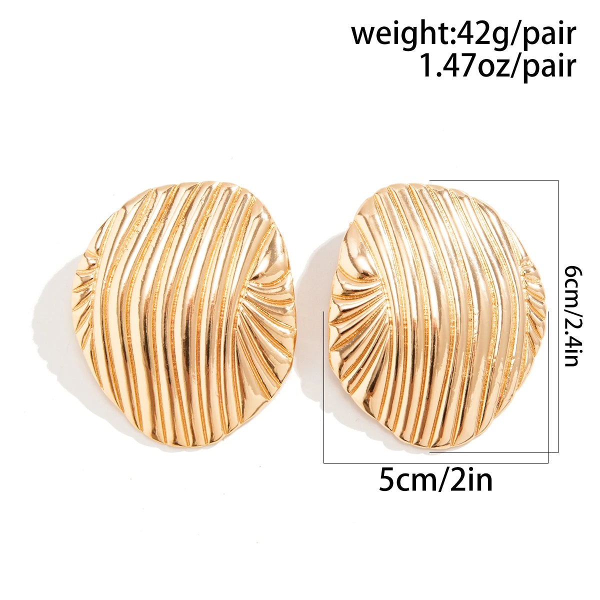 Exaggerated Big Heavy Metal Stripe Stud Earrings
