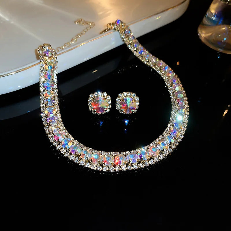 Crystal Necklace Earrings Set