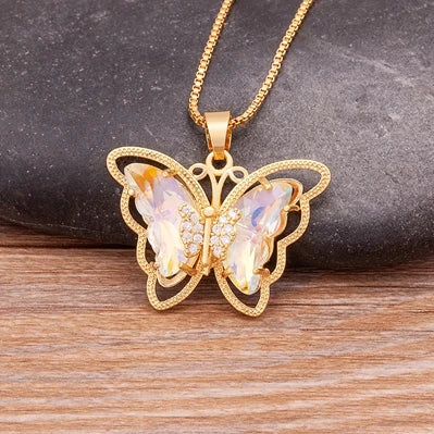 Romantic Butterfly Zircon Pendant Necklace