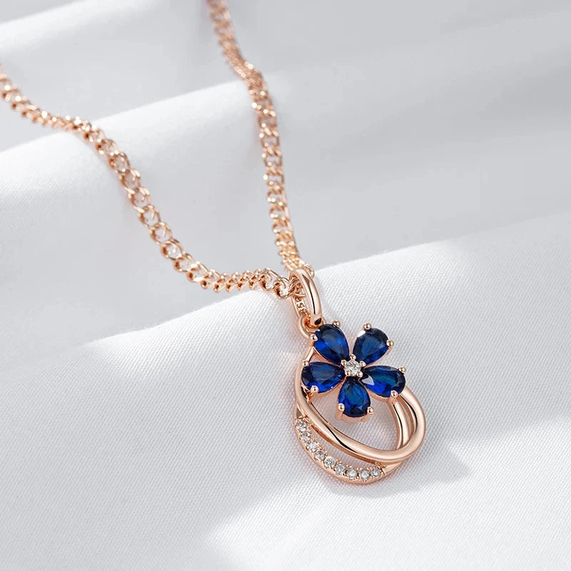 Purple Zircon Flower Necklace