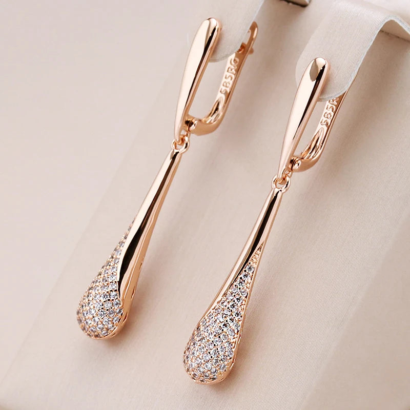Natural Zircon Long Dangle Earrings