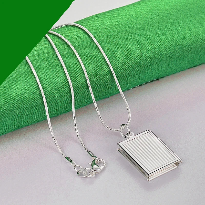 Silver Book Photo Frame Necklace