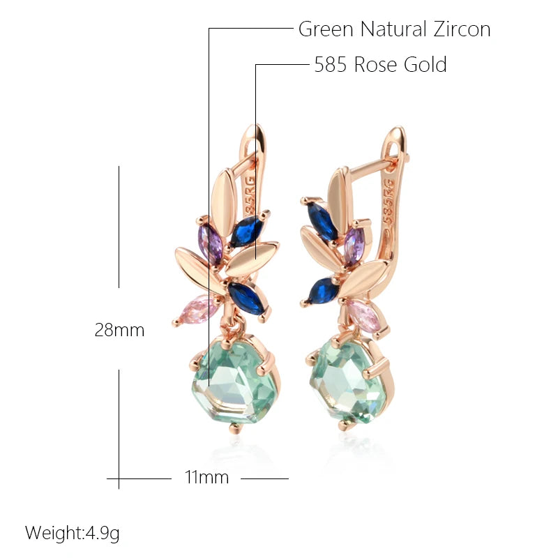 Green Stone Drop Earrings