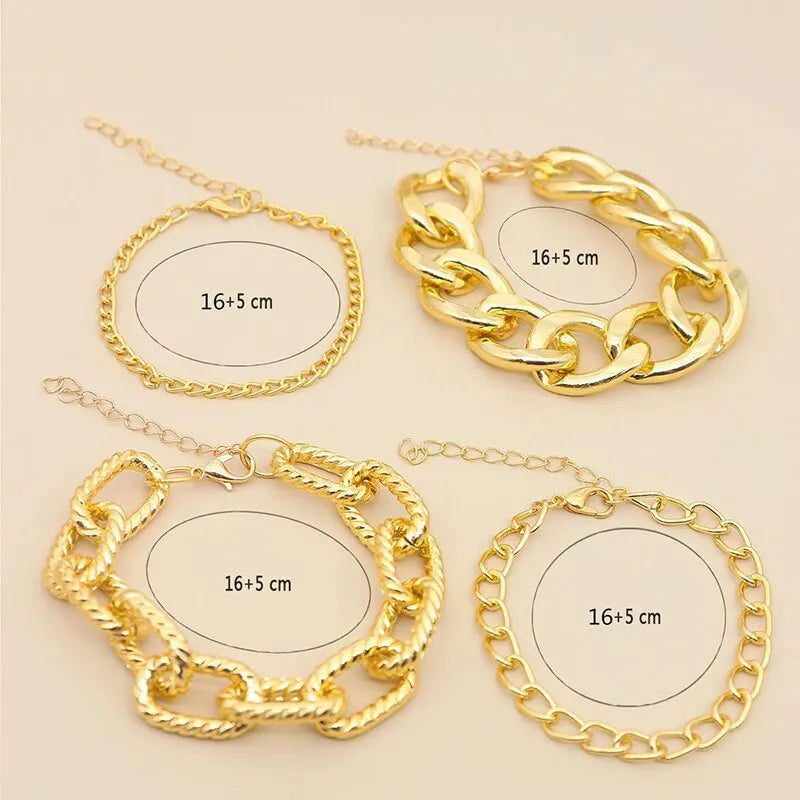 4 PCS link Chain Bracelet Set
