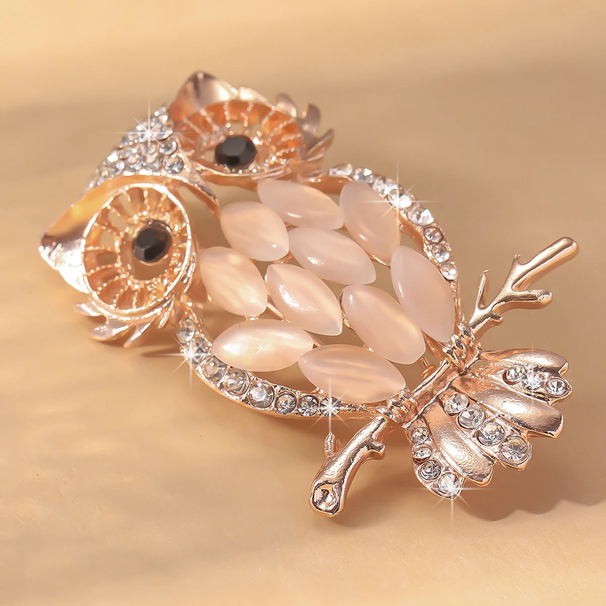 Opal Stone Owl Brooch