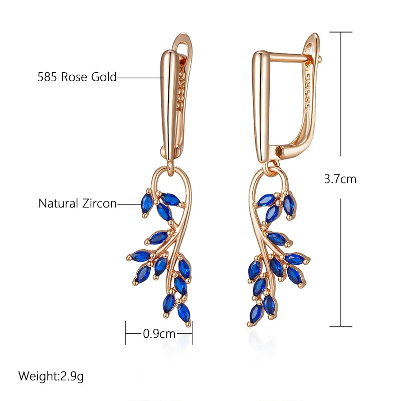 Natural Zircon Leaf Dangle Earrings