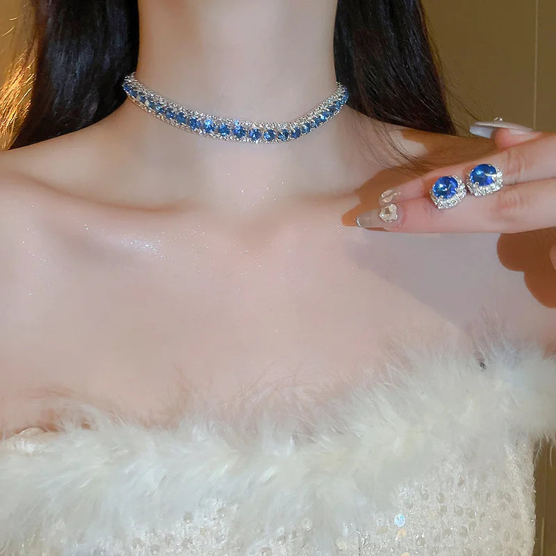 Crystal Necklace Earrings Set