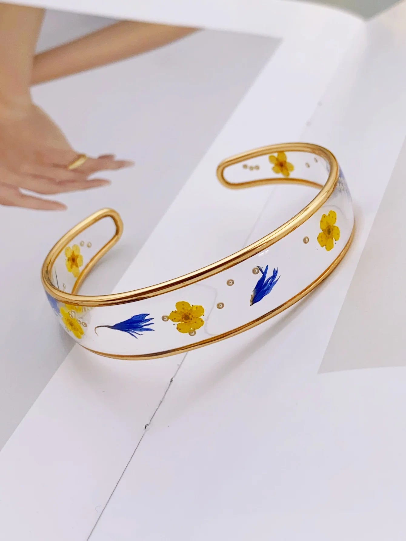 Resin Bracelet with Real Flowers