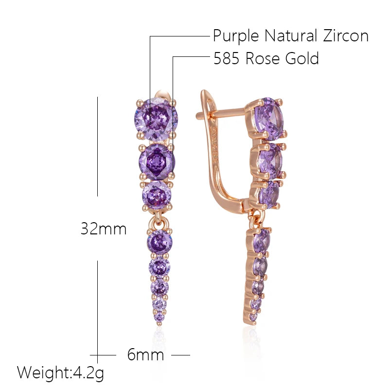 Shiny Purple Drop Earrings