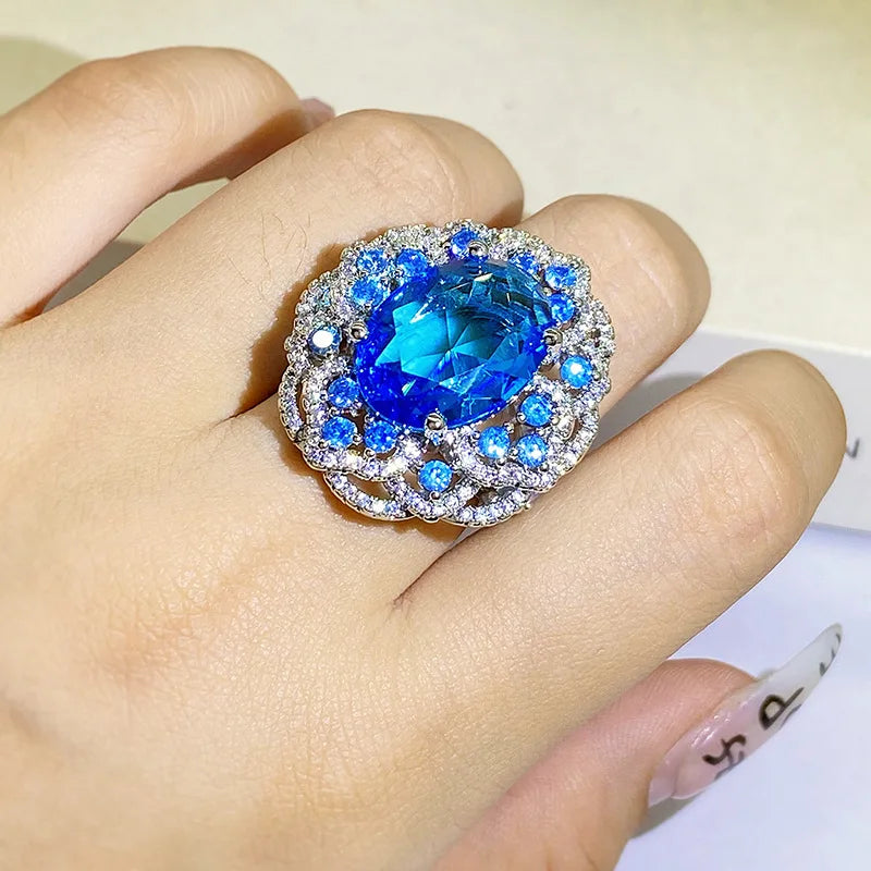 Sparkling Blue Zircon Ring