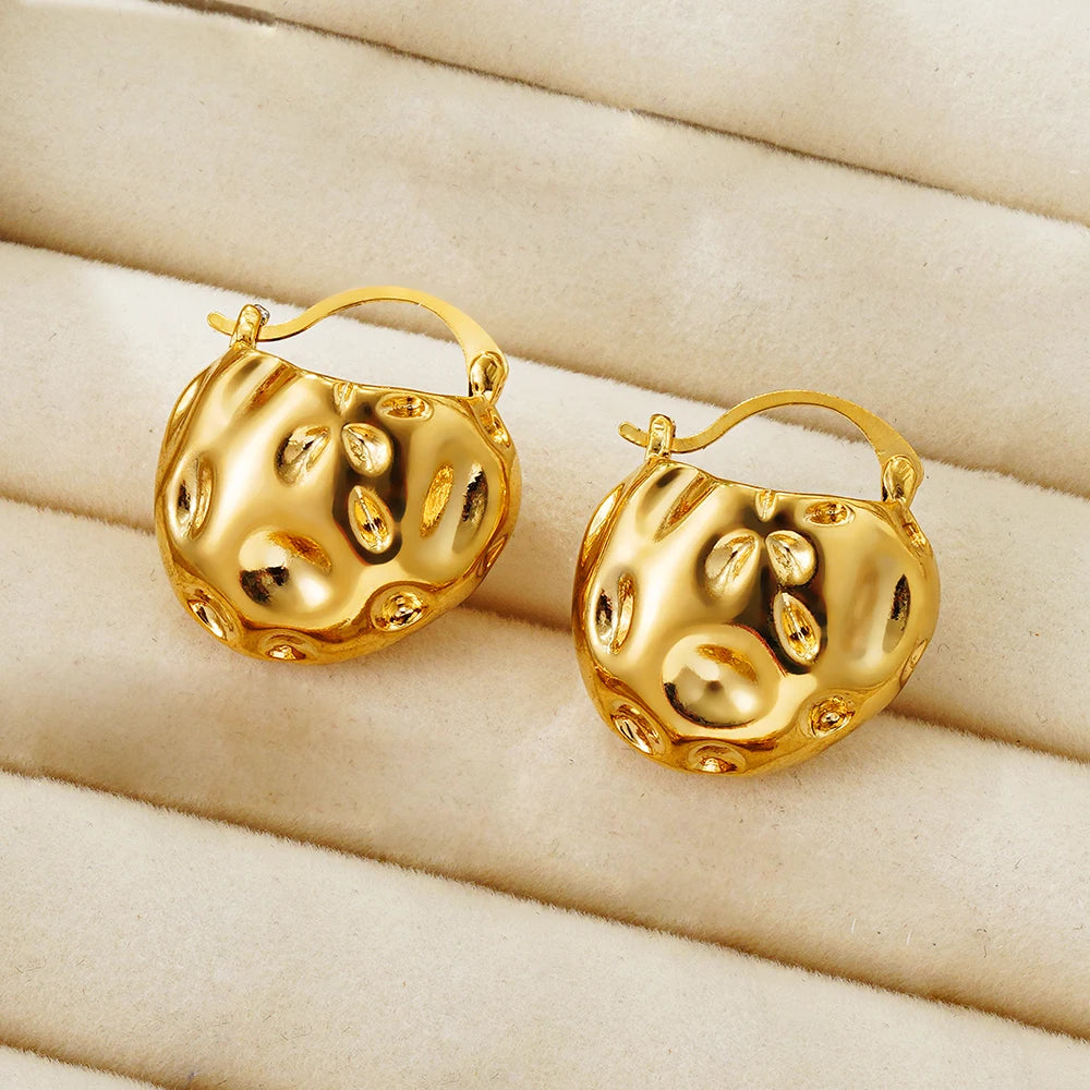 Gold Plated Ear Buckle Hoop Earrings