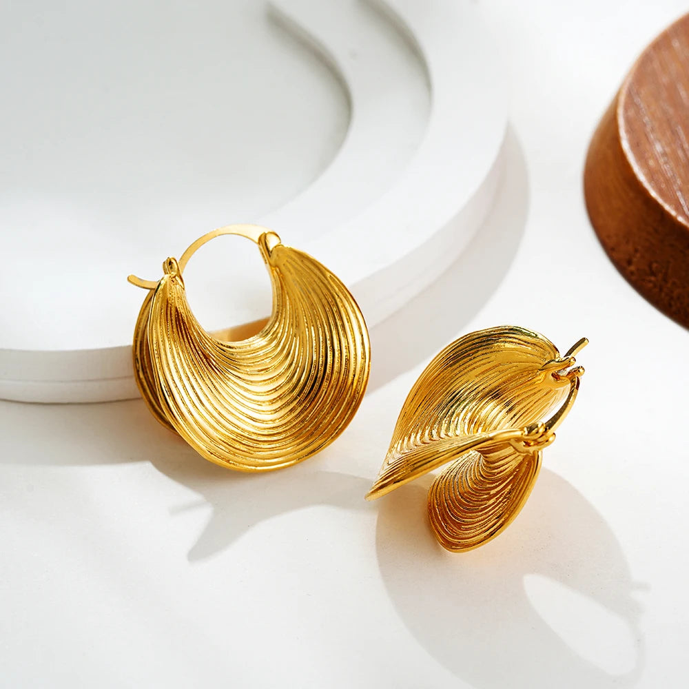 Gold Plated Ear Buckle Hoop Earrings