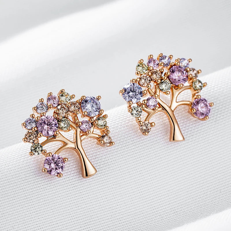 Colorful Lucky Tree Stud Earrings