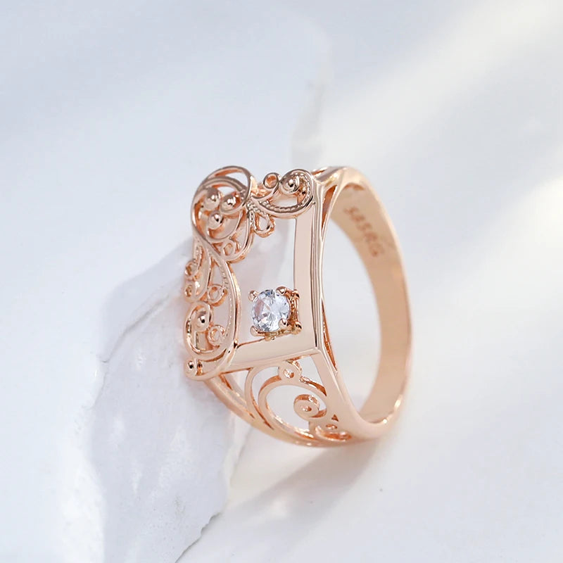585 Rose Gold Color Square Big Ring
