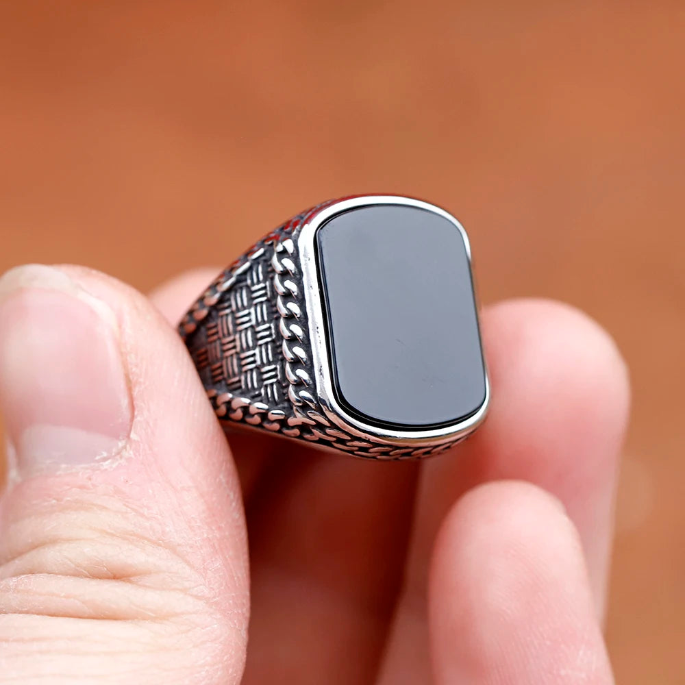Black Stone Zircon Men's Ring