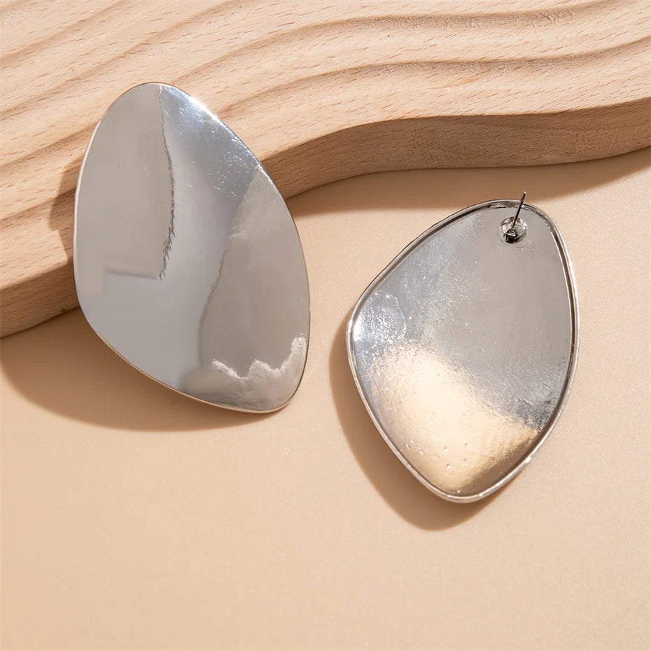 Big Irregular Metal Stud Earrings