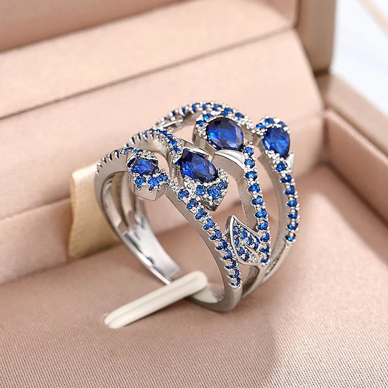 Blue Cubic Zirconia Wedding Rings