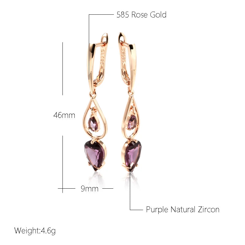 Natural Zircon Long Drop Earrings