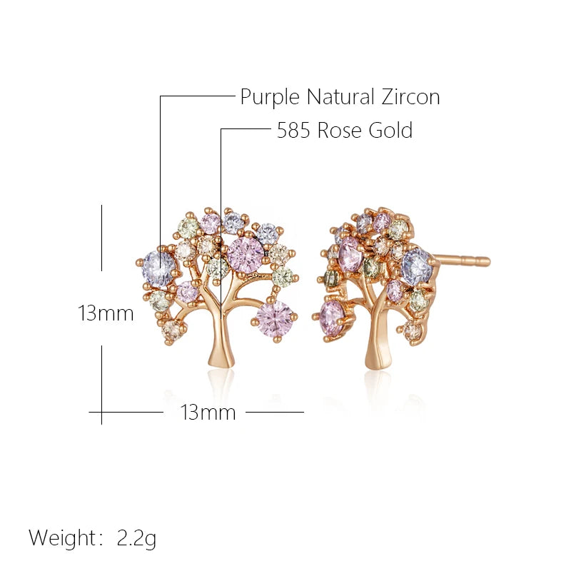 Colorful Lucky Tree Stud Earrings