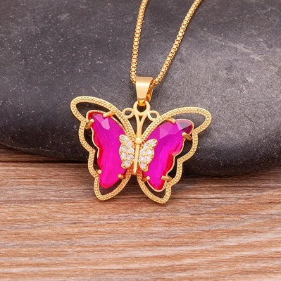 Romantic Butterfly Zircon Pendant Necklace