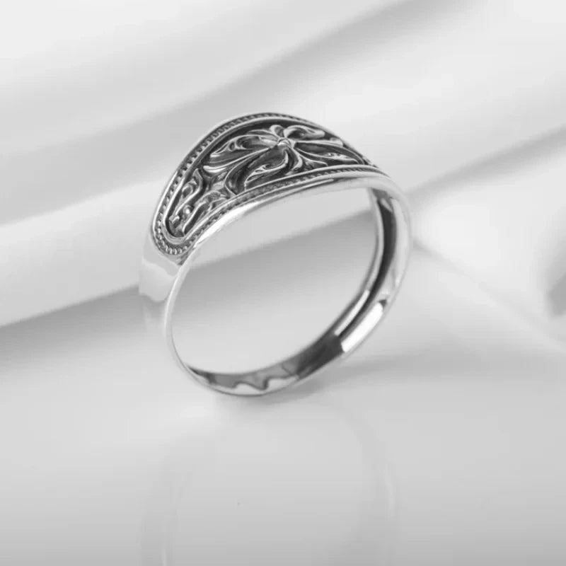 Wave Pattern Cross Men's and Women's Ring