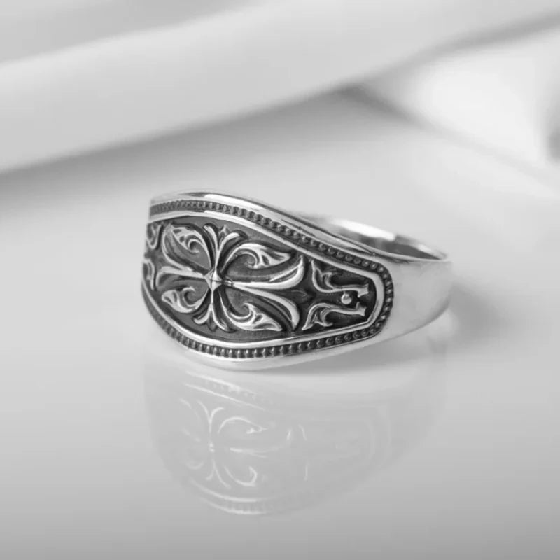 Wave Pattern Cross Men's and Women's Ring