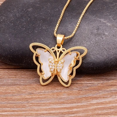 Romantic Butterfly Zircon Pendant Necklace