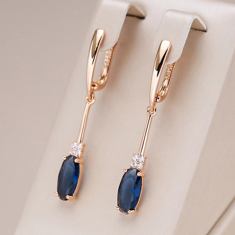 Natural Zircon Long Dangle Earrings