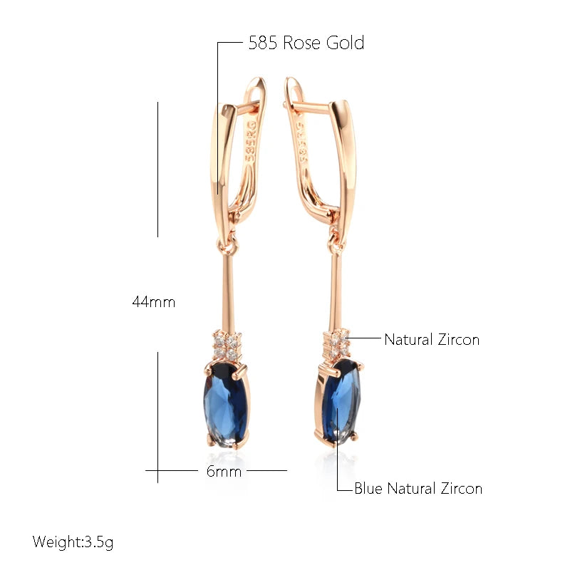 Natural Zircon Long Dangle Earrings