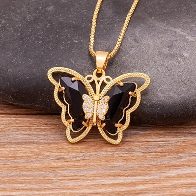 Romantic Butterfly Zircon Pendant Necklace