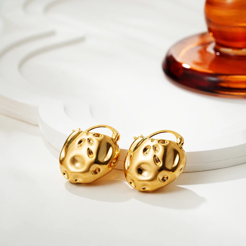 Gold Plated Ear Buckle Hoop Earrings