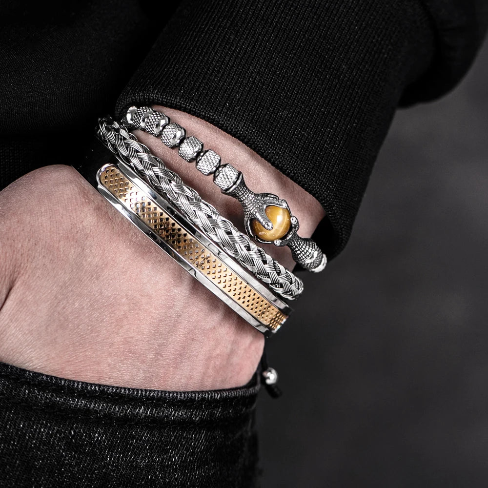 Stainless Steel Men Bracelet set