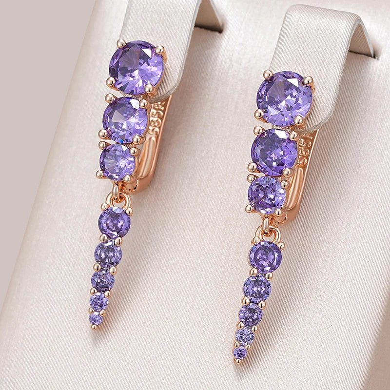 Shiny Purple Drop Earrings