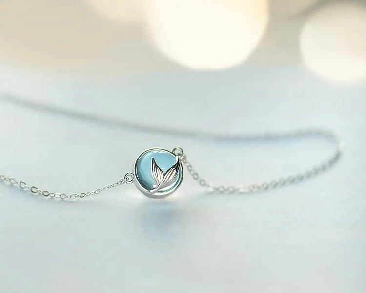 925 Sterling Silver Blue Fish Tail Necklaces