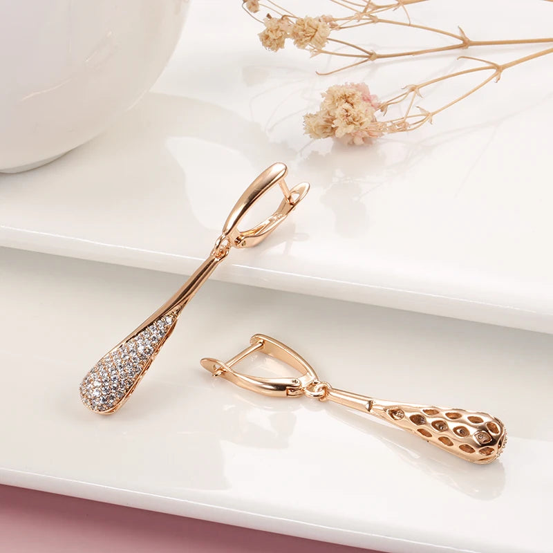 Natural Zircon Long Dangle Earrings