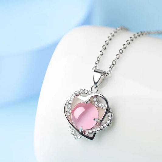 Rose Quartz Heart Pendant Necklace