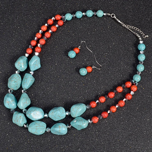 Double layer Green Stone Necklace