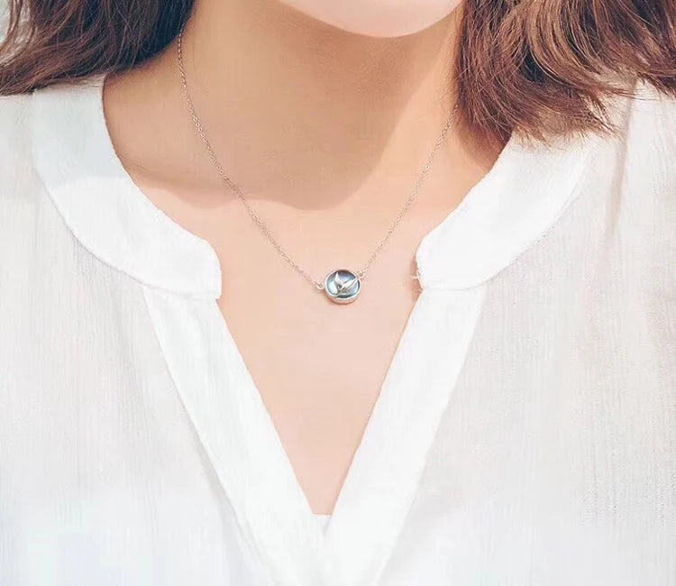 925 Sterling Silver Blue Fish Tail Necklaces